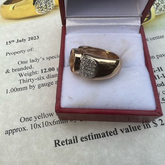 14k yellow gold 3.50 Ct citrine ring - size 6.25 - Picture 8 of 16